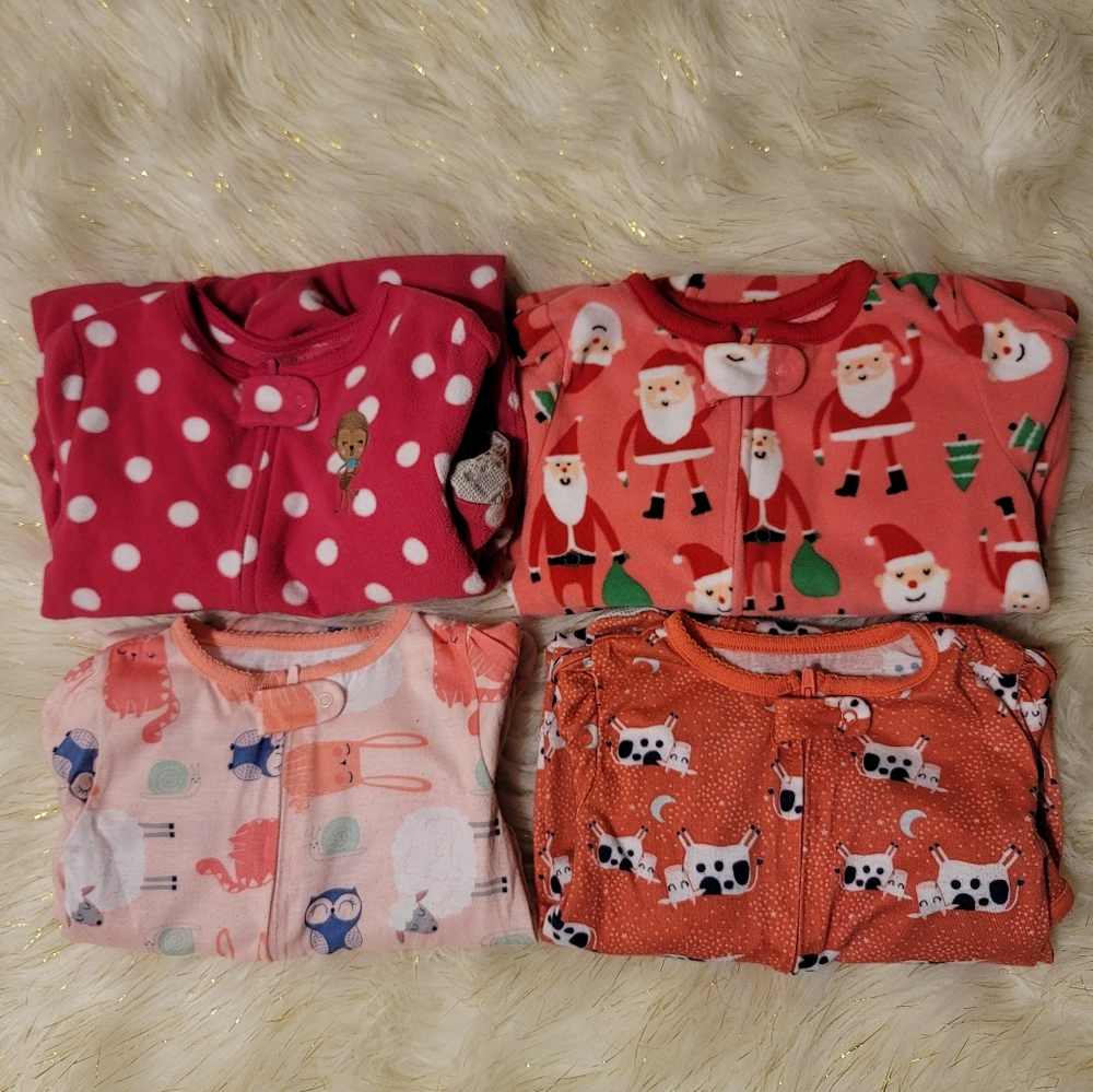 LOT 18 months toddler girl footed pajamas